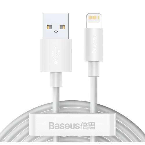 Kábel Baseus Simple Wisdom Lightning 2.4A 1.5m biely, USB na Lightning kábel na nabíjanie a prenos dát
