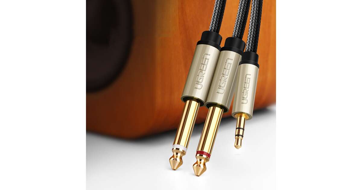 Ugreen 10615 audio cable 2 M 3.5mm 2 x 6.35mm Gold, Grey