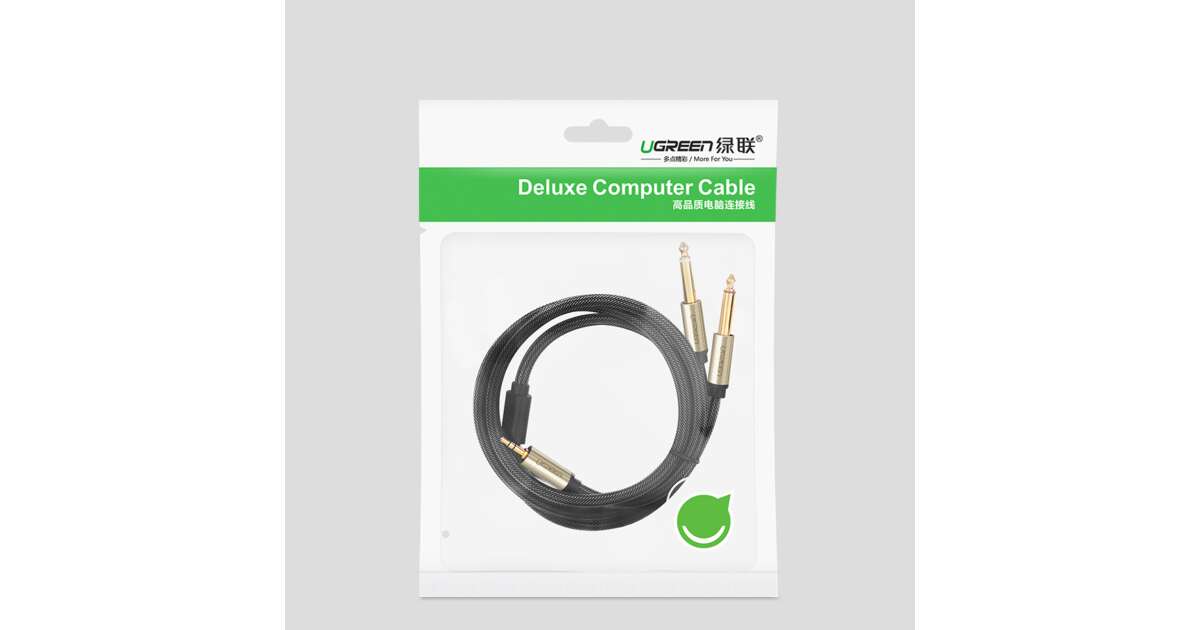 Ugreen 10615 audio cable 2 M 3.5mm 2 x 6.35mm Gold, Grey