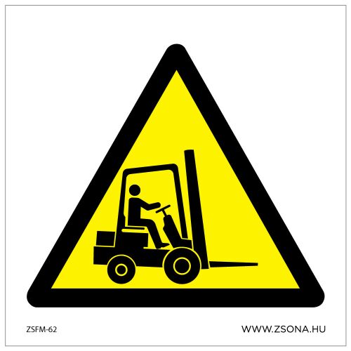 Targonca közlekedés figyelmeztető matrica, targonca forgalmi jelzés, 100x100 mm biztonsági tábla - Figyelmeztető matrica
