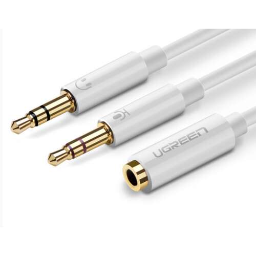 Ugreen 20897 audio kábel 0,2 M 2 x 3.5mm 3.5mm Fehér