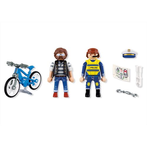 PLAYMOBIL 72076 Kerékpárlopás szett rendőr és tolvaj figurákkal, kerékpárral, bilincsekkel és térképpel - Playmobil játék