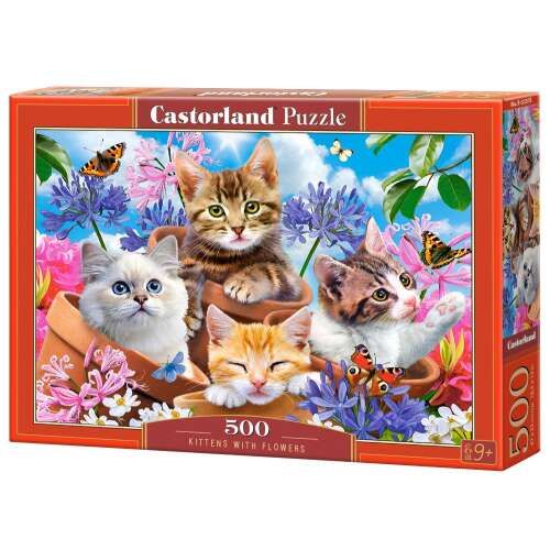 Castorland Kocięta z kwiatami Puzzle 500 elementów pudełko