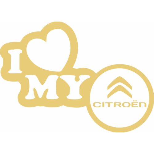 Arany "Szeretem a Citroenem" autómatrica - Stílusos autó dekoráció - Lakásdekoráció