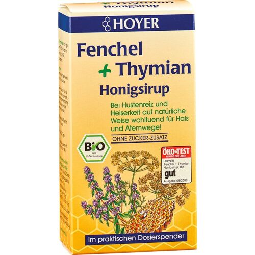 Hoyer Fenchel + Thymian Honigsirup, természetes köhögés és torokszirup édesköménnyel és kakukkfűvel, bio - Egészségügyi eszköz