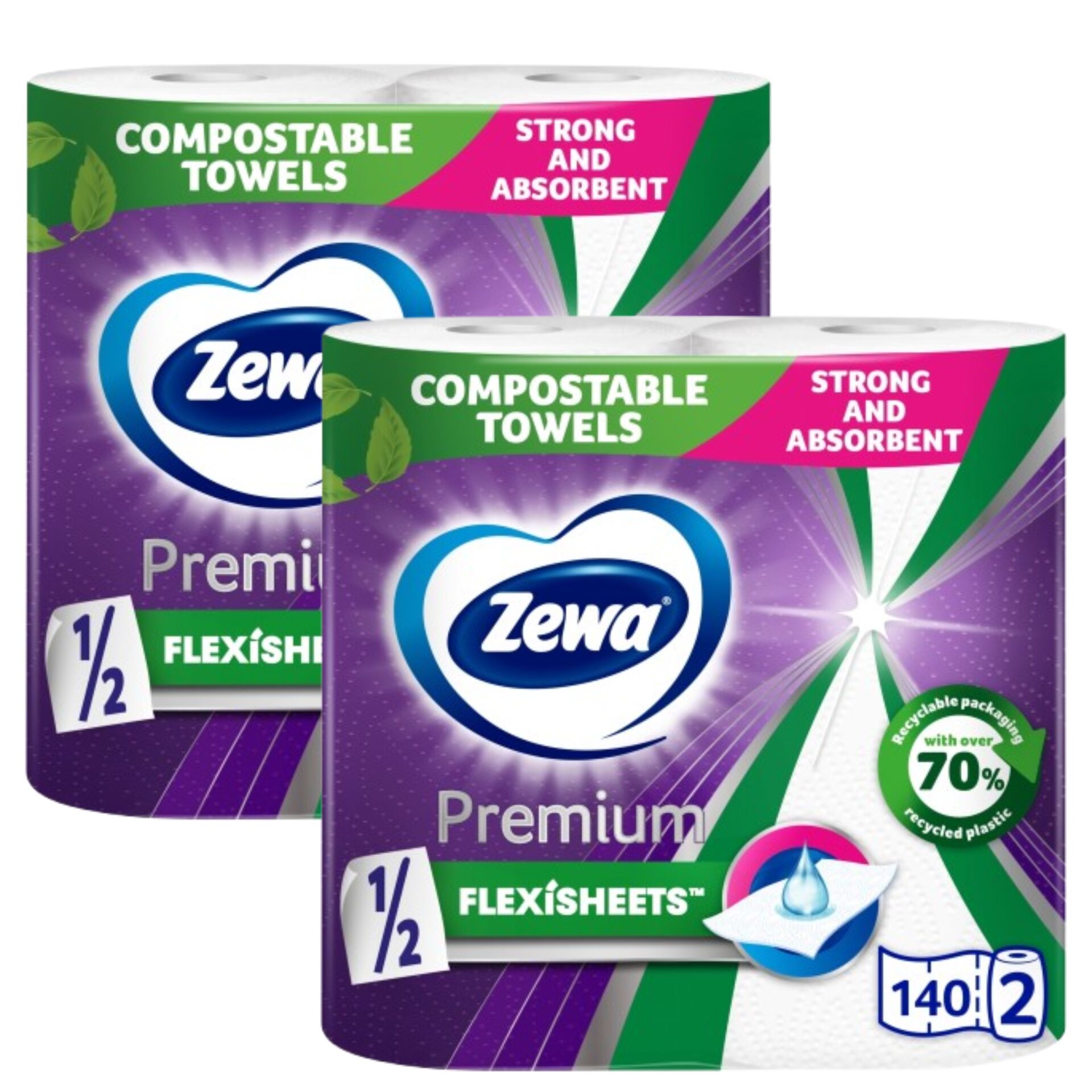 E-shop Zewa Premium Flexisheets 2-vrstvové papierové utierky 2x2 kotúče
