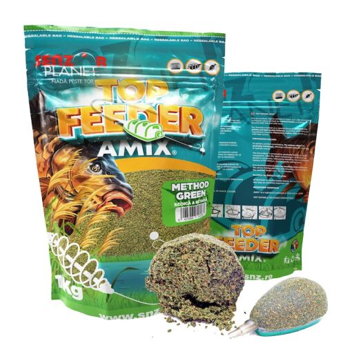 Senzor Planet Top Feeder AMIX Method Green 1kg Ponty Horgász Etetőanyag - Etető pellet