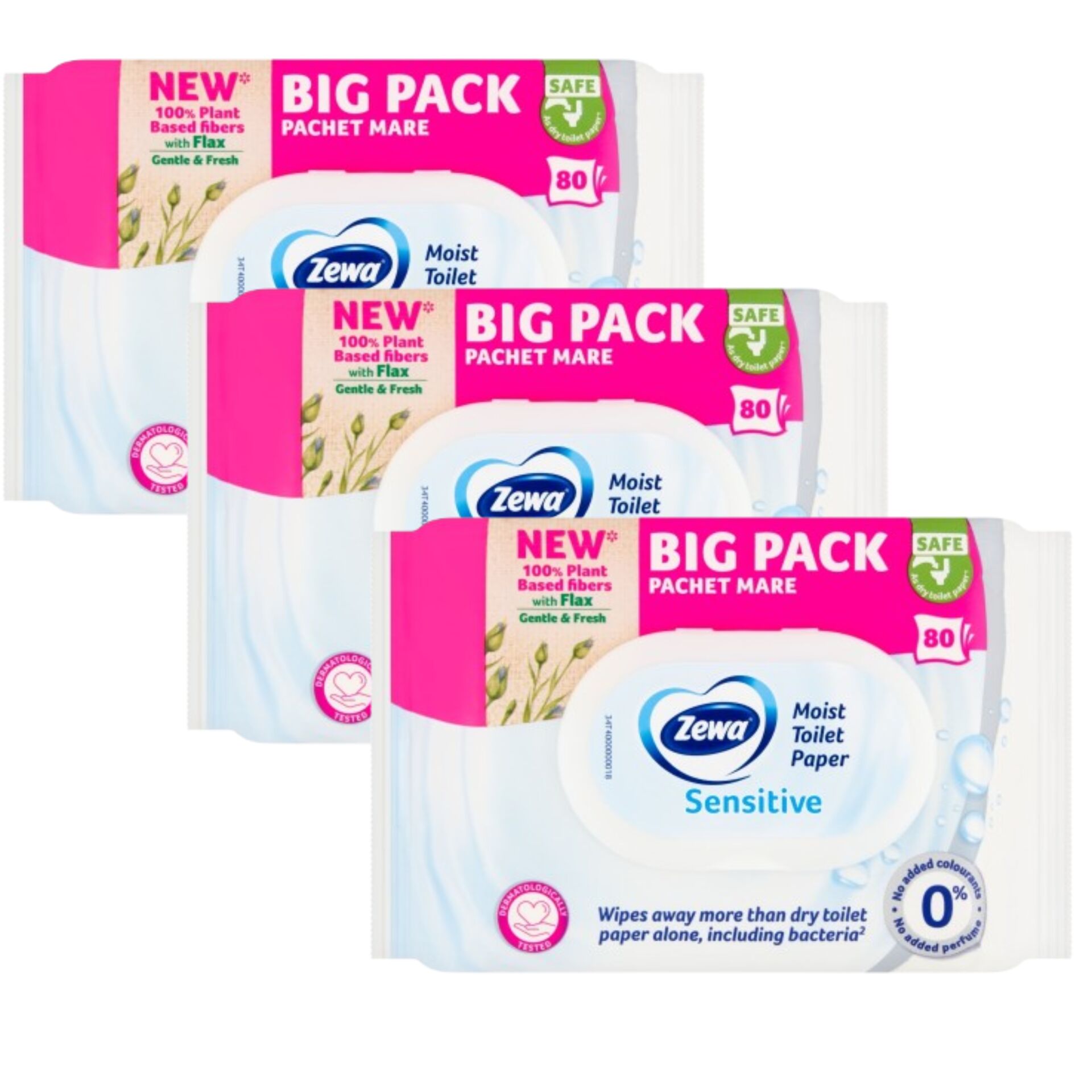 E-shop Zewa Sensitive Bigpack Vlhčený toaletný papier 3x80 ks