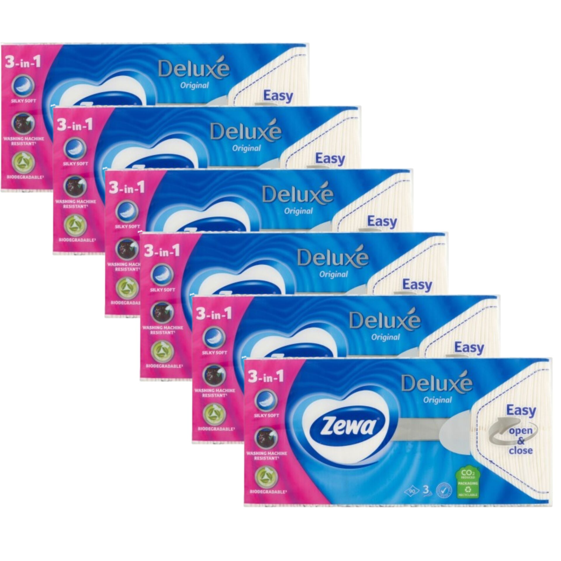 E-shop Zewa Deluxe Original 3-vrstvové papierové vreckovky - Bez vône 6x90ks