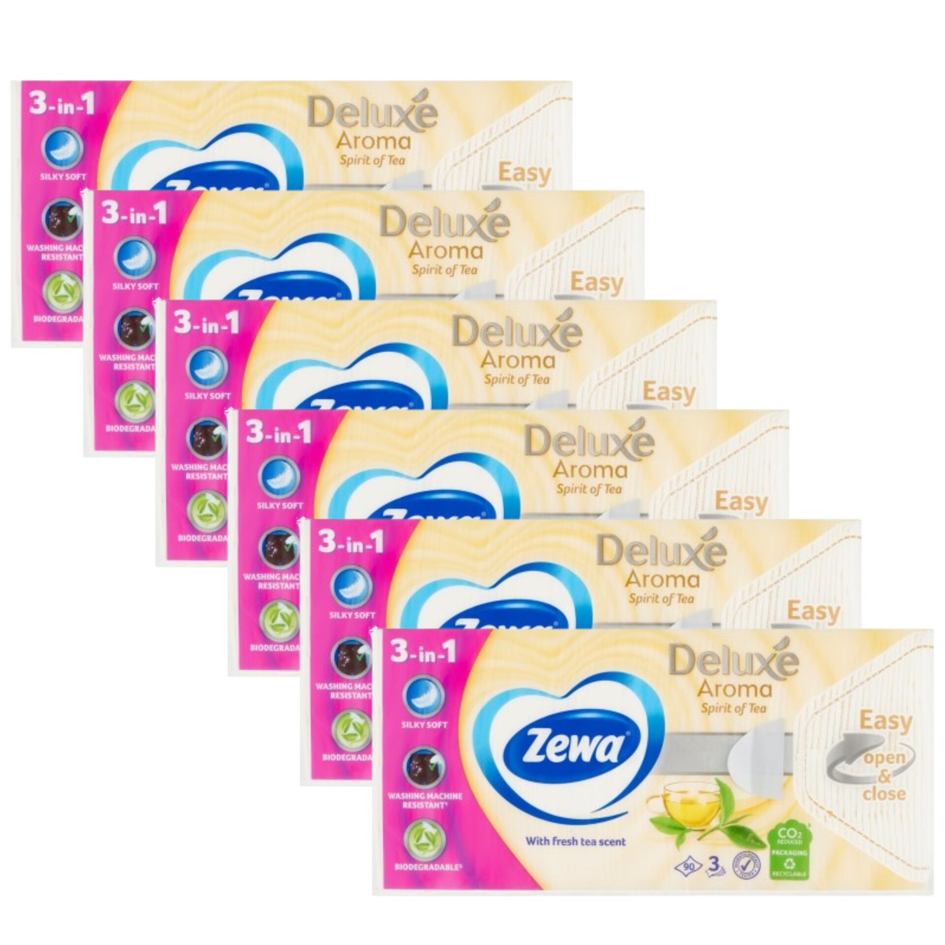 E-shop Zewa Deluxe 3-vrstvové papierové vreckovky - Spirit Of Tea 6x90 ks