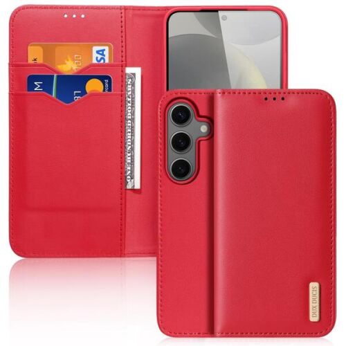 Samsung Galaxy S25 Plus Dux Ducis Hivo valódi bőr Piros tok kártyatartóval 162916849 - Dux Ducis