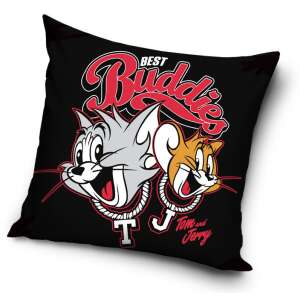 Tom és Jerry legjobb barátok 40x40 cm fekete párnahuzat - Párnahuzat