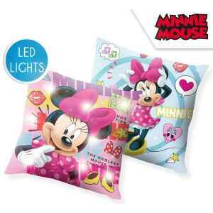 Disney Minnie Egér LED Díszpárna, 40x40 cm, kétoldalas mintával - Díszpárna