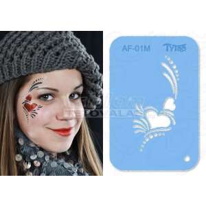 TyToo arcfestő sablon, fél arc, szív minta, 9x13,5 cm, újrafelhasználható, gyerekeknek és felnőtteknek - Arcfesték