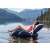 Woman relaxing on Intex inflatable lounge chair in the lake