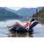 Woman relaxing on Intex inflatable lounge chair in the lake