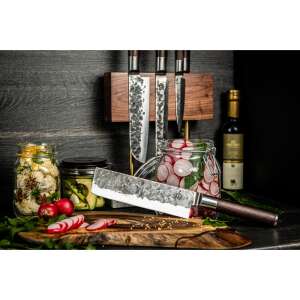 Forged Sebra zöldségkés, japán stílusú kés fa nyéllel, zöldségek szeletelésére