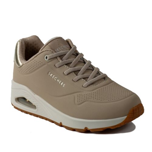 Skechers Uno - Shimmer Away női utcai cipő, bézs színű, léghűtéses memóriahabbal - Skechers