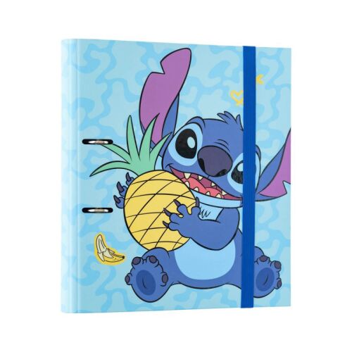 Disney Stitch A4-es gyűrűs mappa gumis zárással, trópusi design - Gyűrűs mappa