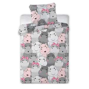 Viziló kids bedding set with cute hippopotamus pattern, 100x135cm duvet cover and 40x60cm pillowcase - Bedding - Preschool