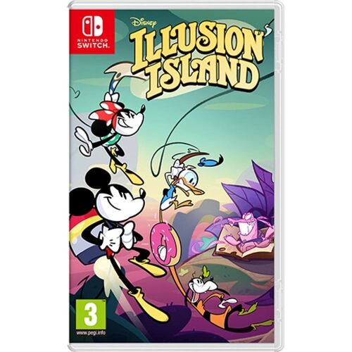 A Disney Illusion Island Nintendo Switch játék borítója, rajta Mickey egér, Minnie egér, Donald kacsa és Goofy. - Konzol játék