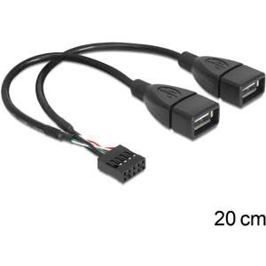 Delock USB 2.0 type-A female to pin header cable, 20 cm, black - Delock USB Adapter