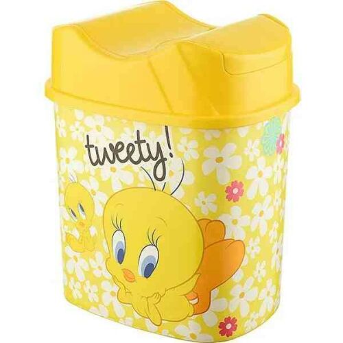 Billenős Tweety szemetes, 5,5 literes, sárga színű Tweety mintával, ideális gyerekszobába és fürdőszobába - Bútor