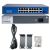 AI PoE Switch 16 Port a tartozékokkal: tápkábel és rögzítő konzolok