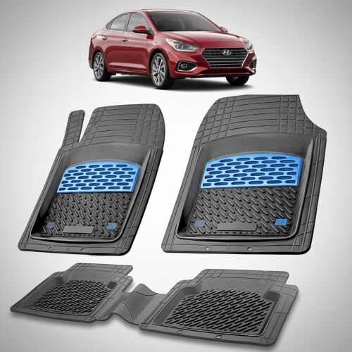 Hyundai Accent autószőnyegek, gumi, Tabi, kék kiemelés - teljes készlet autóval - Autós kiegészítő