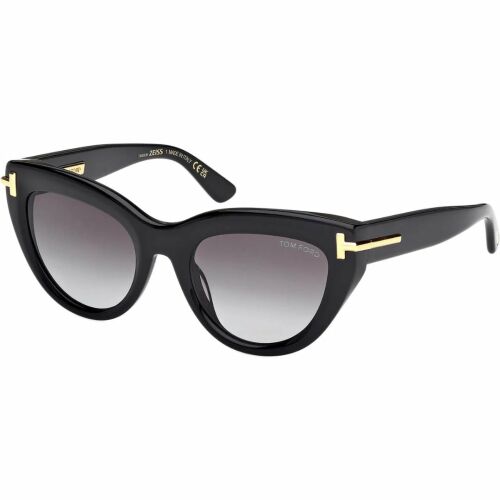 Tom Ford TI1252 01B fekete cat-eye napszemüveg nőknek, ferde nézet - Női napszemüveg