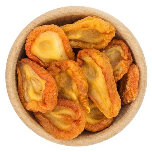 Szárított körte szeletek fa tálban, Szárított körte 500g - Sós rágcsálnivaló és snack