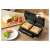 Sencor SSM 9976GD Sandwich Maker, open, square sandwich plate, with bread, in use