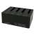 LC-Power LC-DOCK-U3-4B 4-Bay SATA HDD/SSD Docking Station, schwarz, Rückansicht, zeigt Anschlüsse und Verbindungen