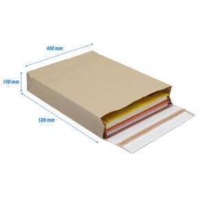 Pungă pentru livrare colete webshop 400x500x100mm, hârtie kraft rezistentă 100 buc/cutie, e-verde maro 43854837 Saci și pungi de hârtie