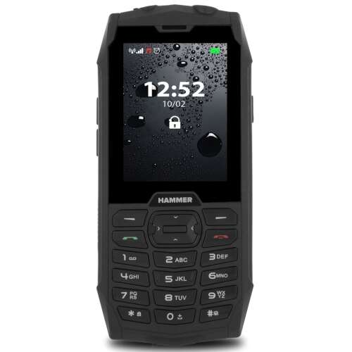 Front view of myPhone Hammer 4 rugged mobile phone, black