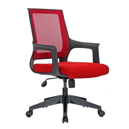 bluering® Smart red office chair with mesh backrest and black armrests
