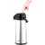 Lamart LT4037 stainless steel thermos with black lid and handle, showing the dispenser pump