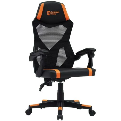 Canyon Flow MCH01 gamer szék, fekete és narancssárga, elölnézet - Bútor