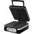 MPM MGO-24 black waffle maker, open, showing non-stick plates