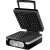MPM MGO-24 black waffle maker, open, showing non-stick plates