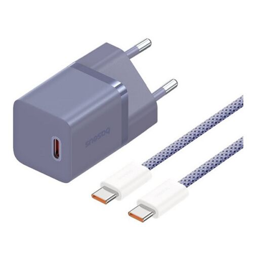 Baseus GaN5 Mini 30W USB-C hálózati töltő kábellel, lila - Baseus