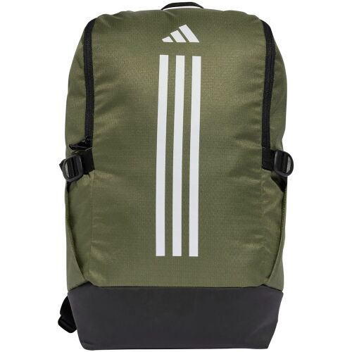 Adidas Essentials 3-Stripes hátizsák olívazöld színben, elölnézet - Hátizsák