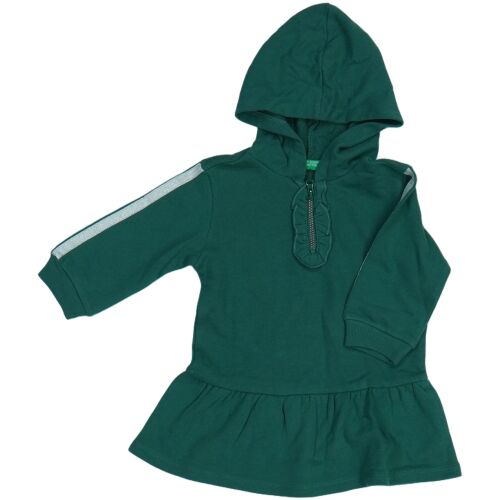 Benetton lány rózsaszín kapucnis ruha, 80-as méret, csíkos mintával - Benetton
