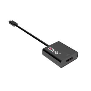 CLUB3D USB 3.1 Type C - HDMI 2.0 UHD 4K 60HZ aktív adapter, fekete, ferde nézet - Club3D