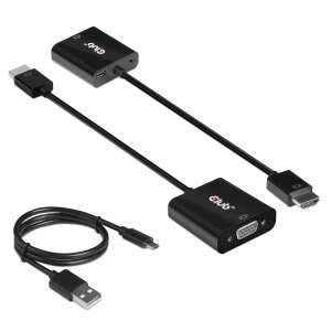 Club 3D HDMI zu VGA Adapter mit Audio, schwarz, 0,5m - VGA-Konverter