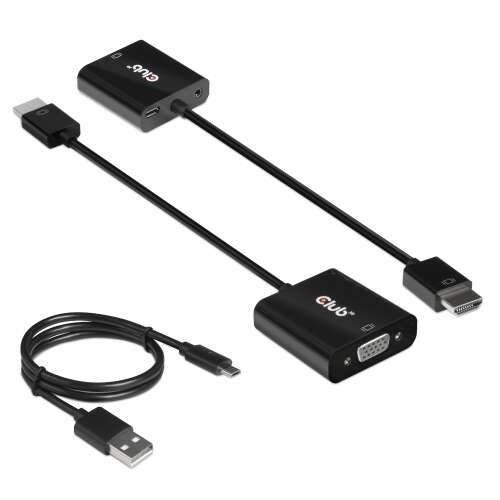 Adaptor Club 3D HDMI la VGA cu audio, negru, 0,5m