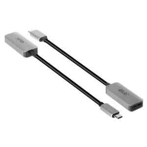 CLUB3D CAC-1567 USB-C to DisplayPort 1.4 8K 60Hz Active Adapter, silver, black cable - Club3D