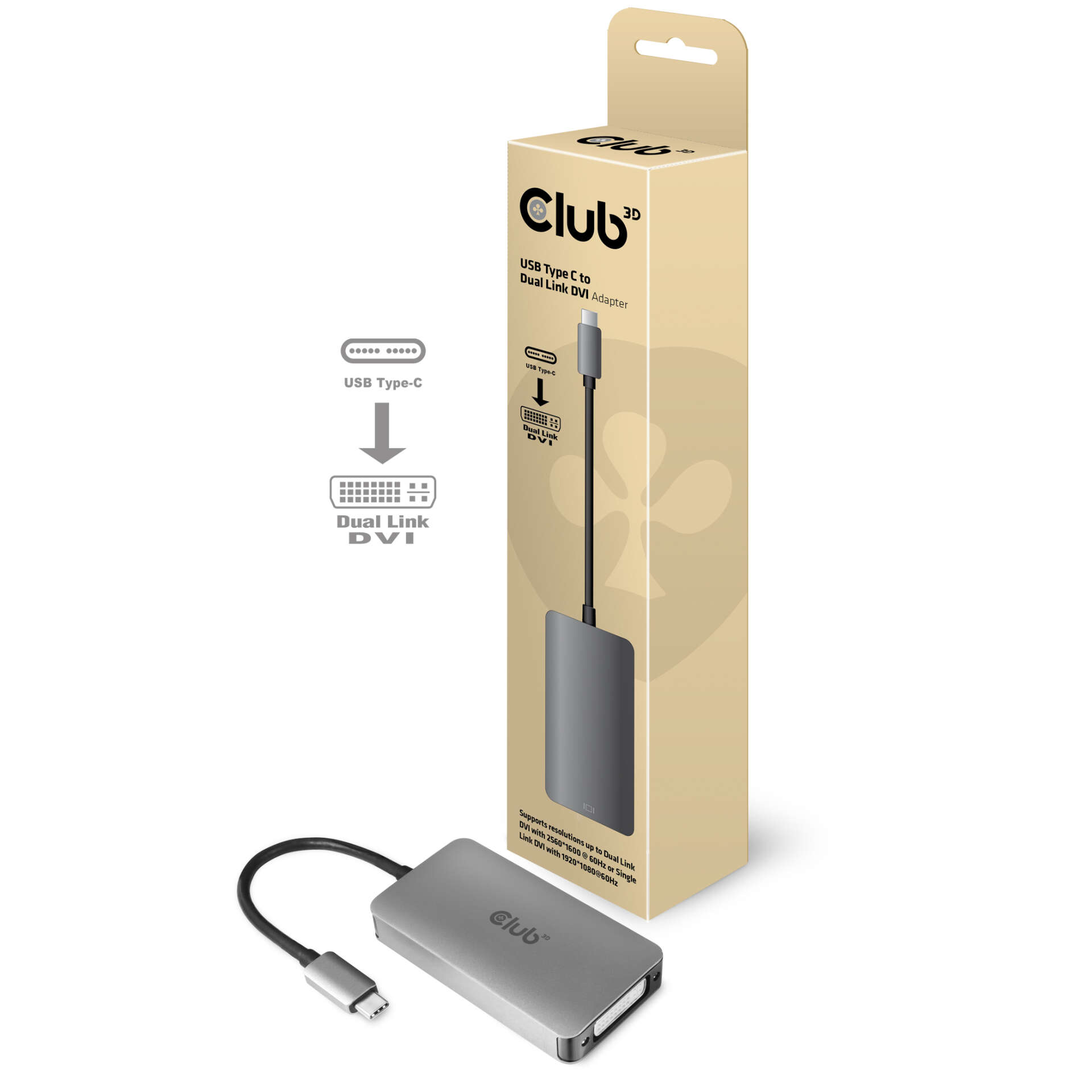 CLUB3D cac-1510 USB C DVI-D Dual link Szürke