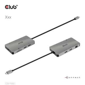 CLUB3D CSV-1593 USB-C hub with HDMI, USB, SD card reader, and Ethernet - Laptop accessory