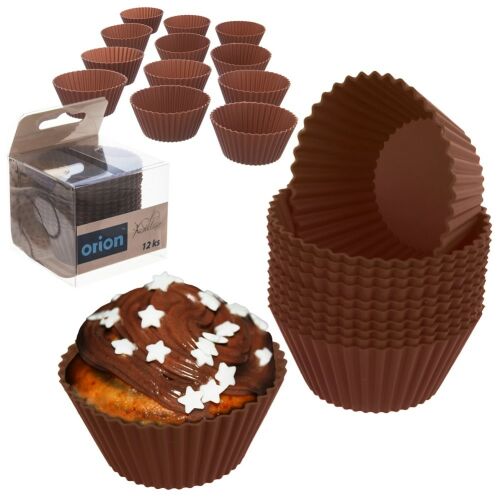 Muffinformák muffinokhoz, muffinokhoz, szilikon kelyhekhez, barna, 12 darab, 5,5 cm ORION 151757 173813363 - Háztartási papírtermék